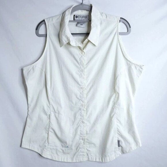 COLUMBIA SPORTSWEAR Titanium Button Up Shirt Top WHITE size XL Outdoors Casual - Picture 2 of 6